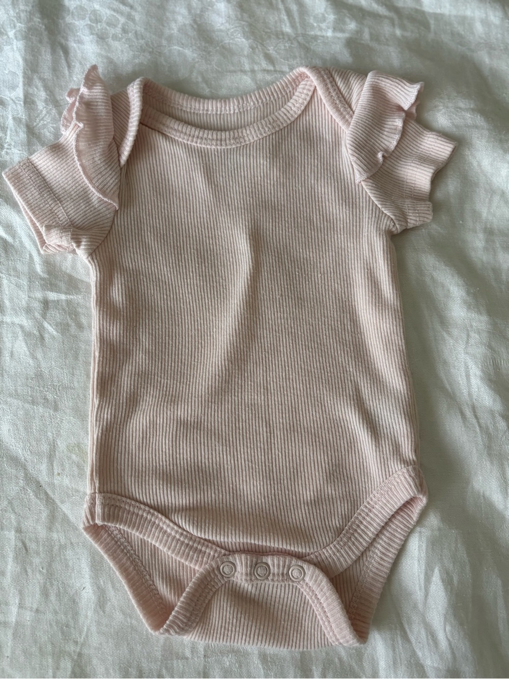 Baby Ribbed One-Piece Bodysuit in Light Pink